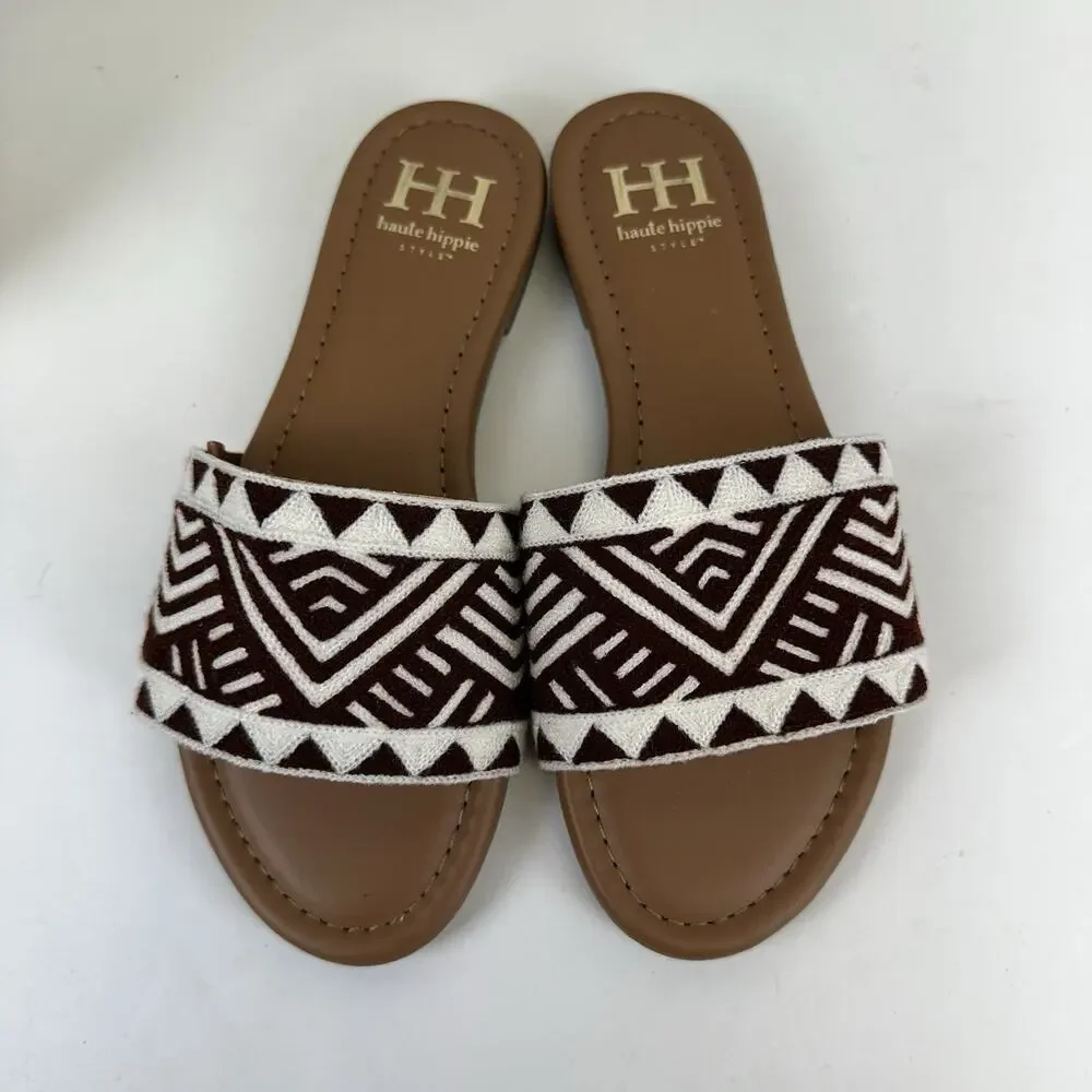 Haute Hippie Style Embro Slide Sandal Geometric Southwest Aztec Flat Shoe Size 7